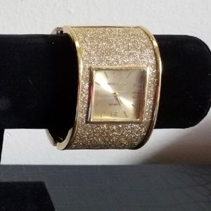 Gold glittered cuff watch